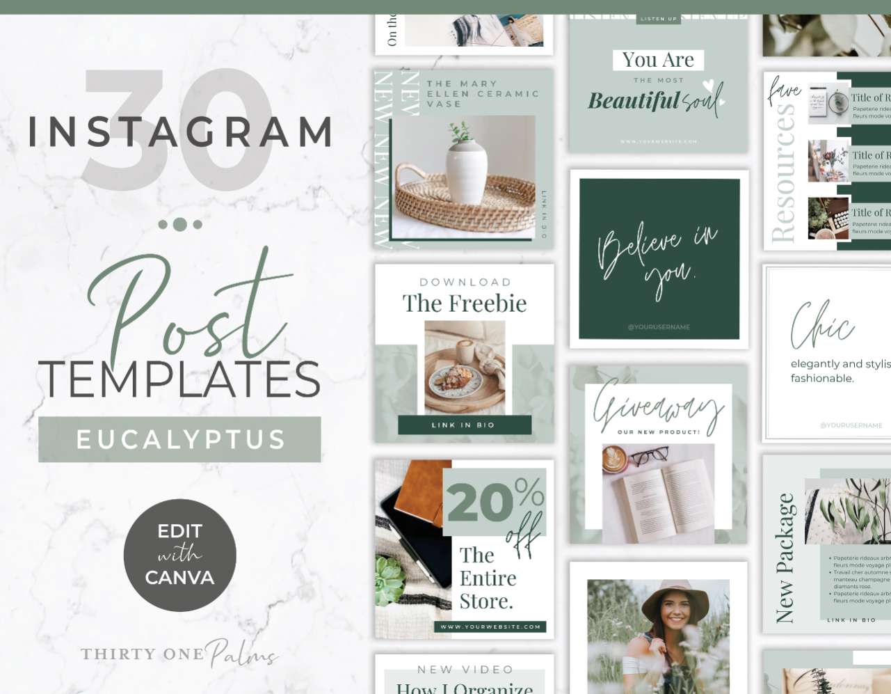 Instagram Post Templates for Canva – Eucalyptus