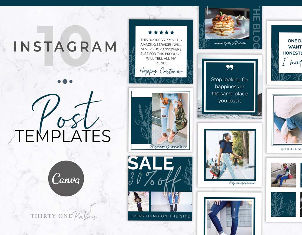 Instagram Post Templates for Canva – Blue Blossom