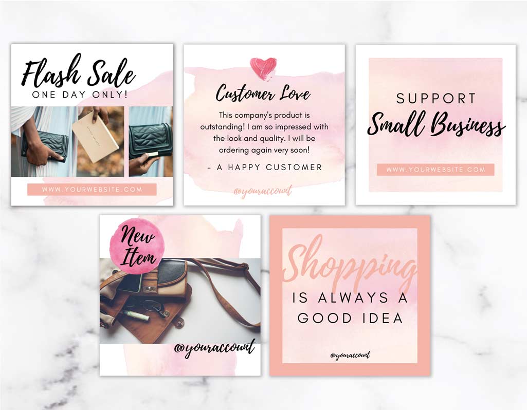 Instagram Post Templates for Canva – Pink Watercolor