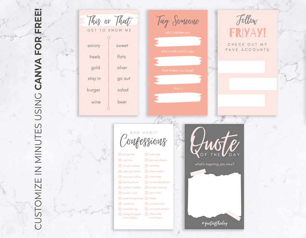 Instagram Story Templates for Canva – Pink Engagement Booster