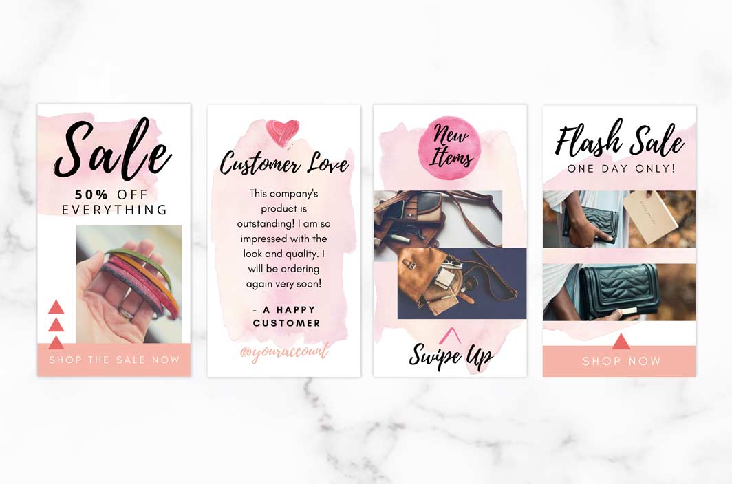 Instagram Story Templates for Canva – Pink Watercolor