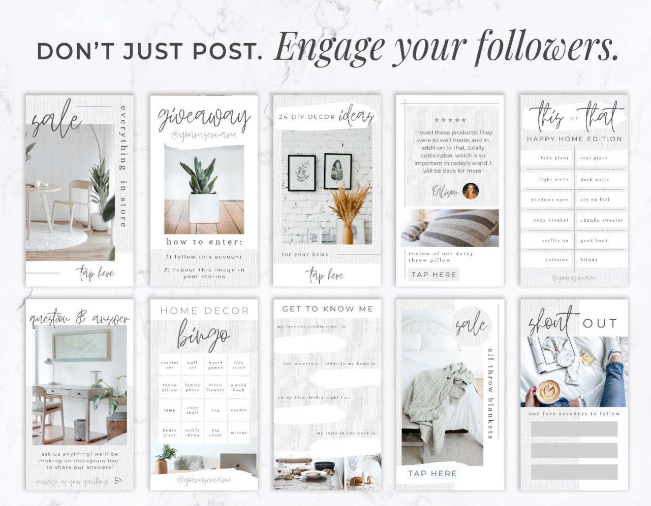 Instagram Story Templates for Canva – White Linen