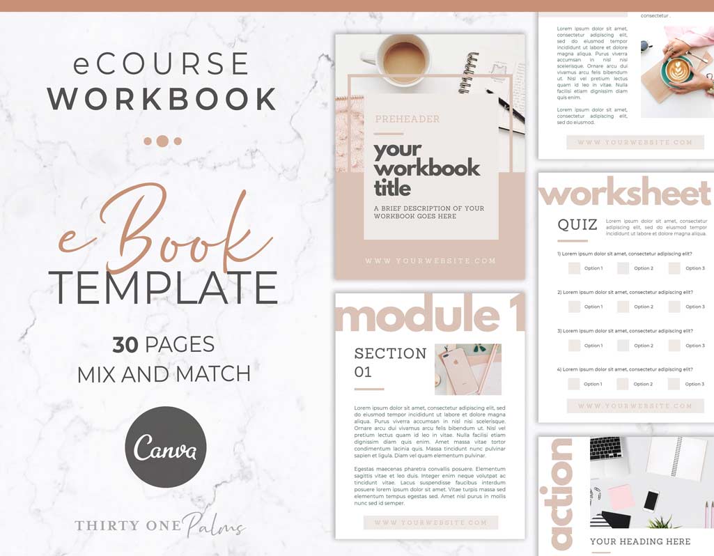 eCourse Workbook Template for Canva – Pretty in Pink