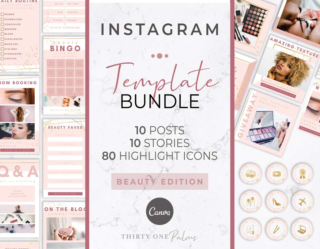 Instagram Template Bundle for Canva – Beauty Edition