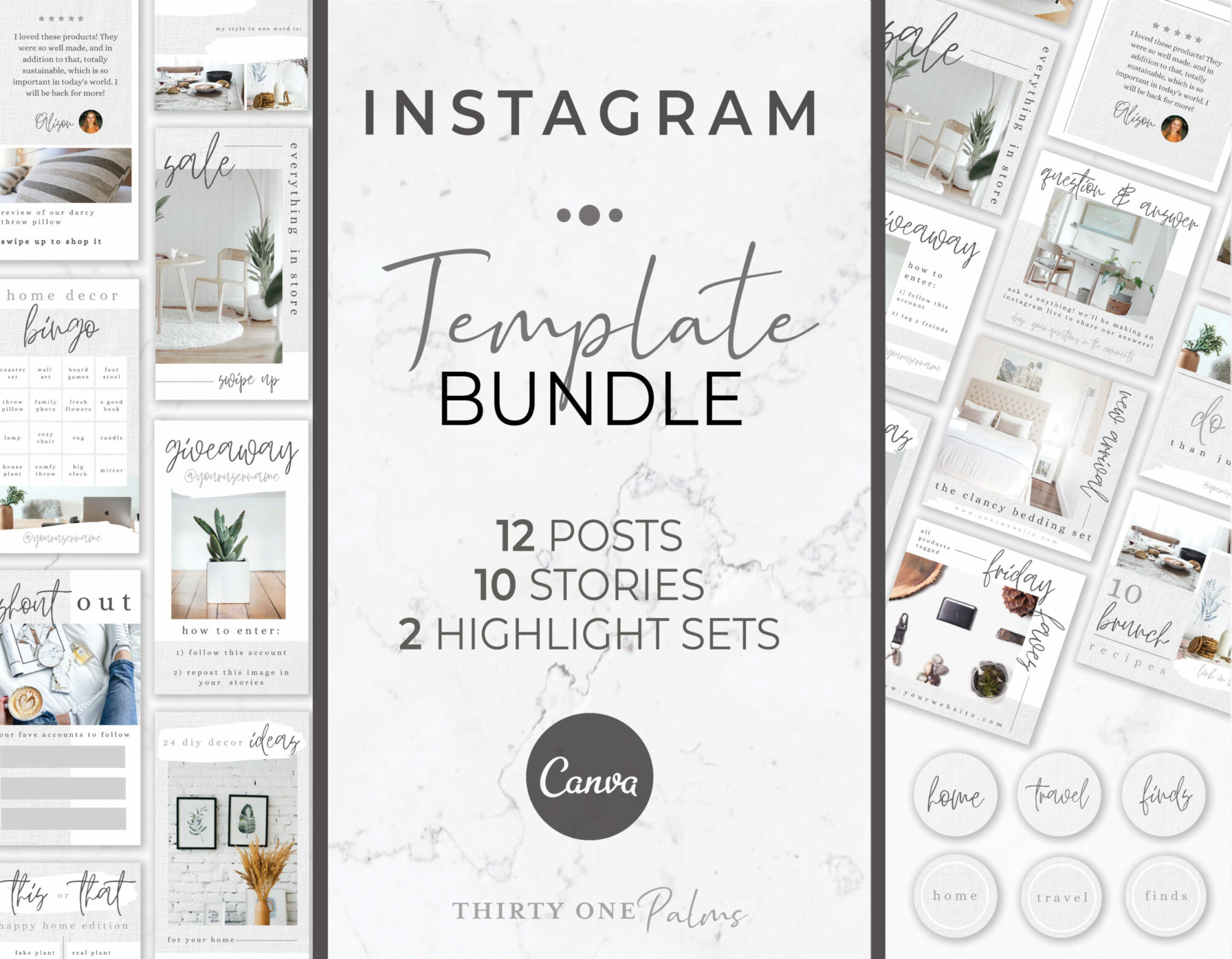 Instagram Template Bundle for Canva – White Linen