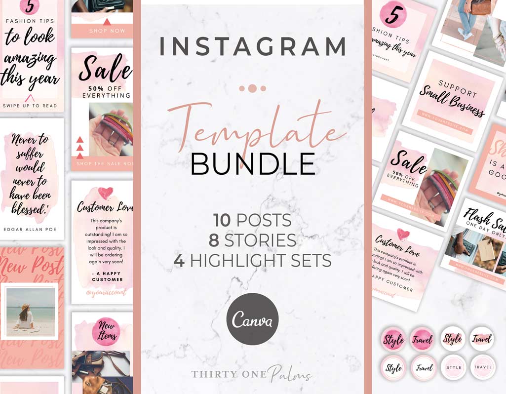 Instagram Template Bundle for Canva – Sunset Watercolor