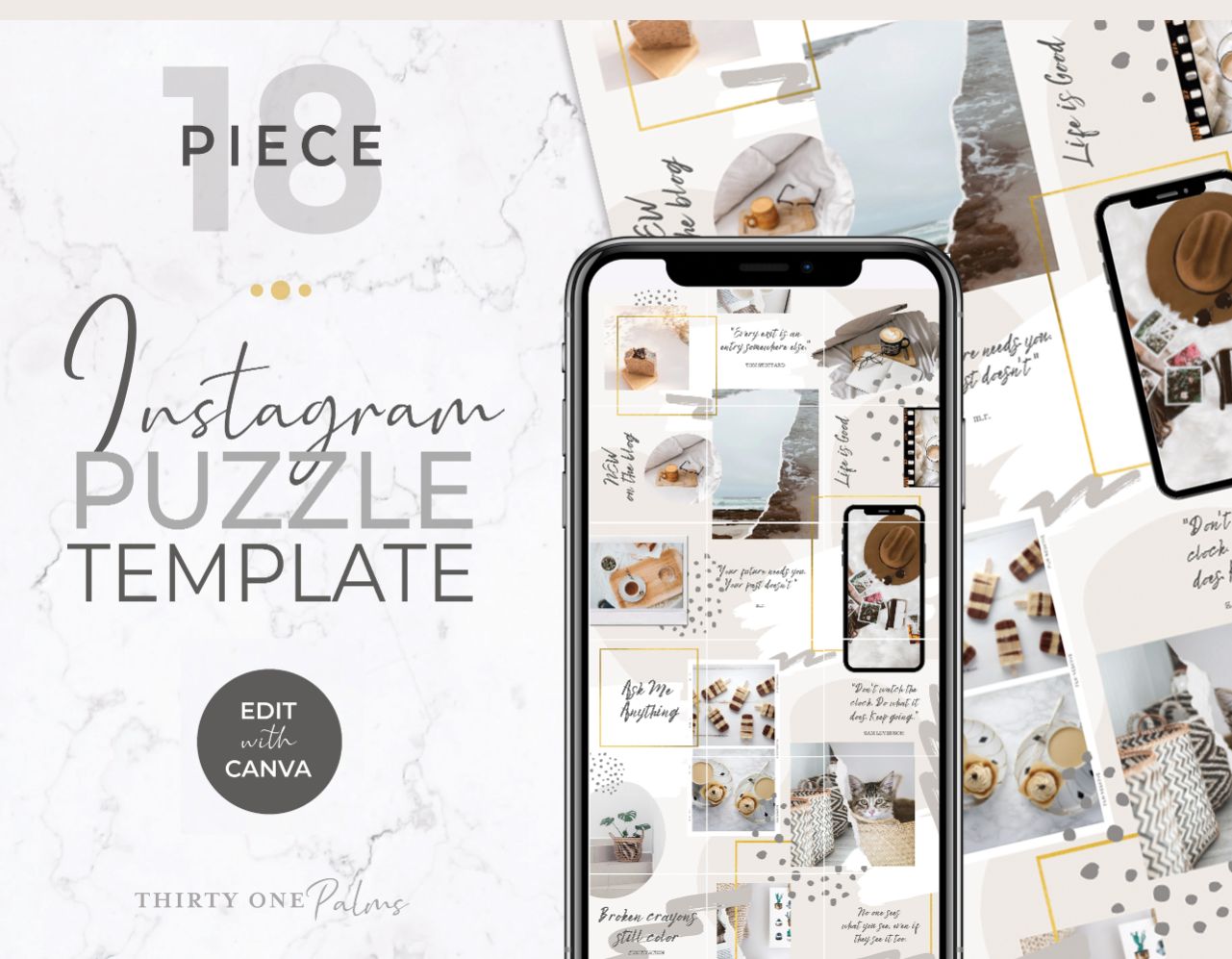 Instagram Puzzle Templates for Canva – Brown & Beige