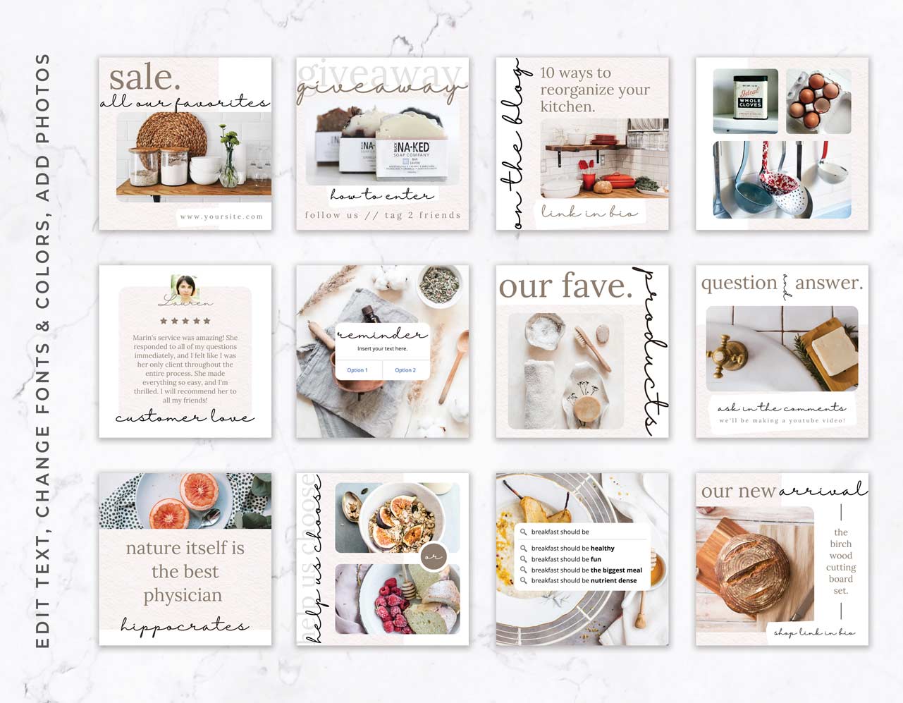 Instagram Post Templates for Canva – Rustic Farmhouse