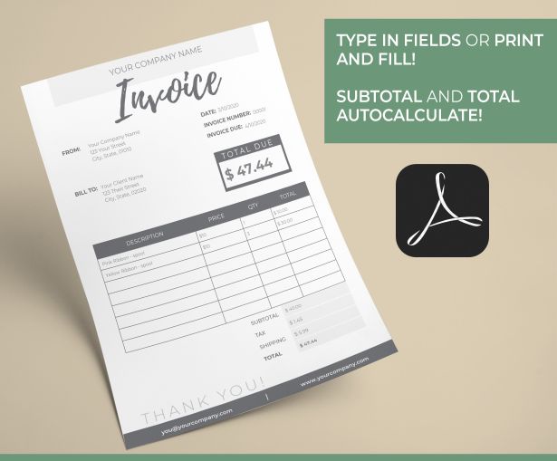 Invoice Template with Autocalculation – PDF