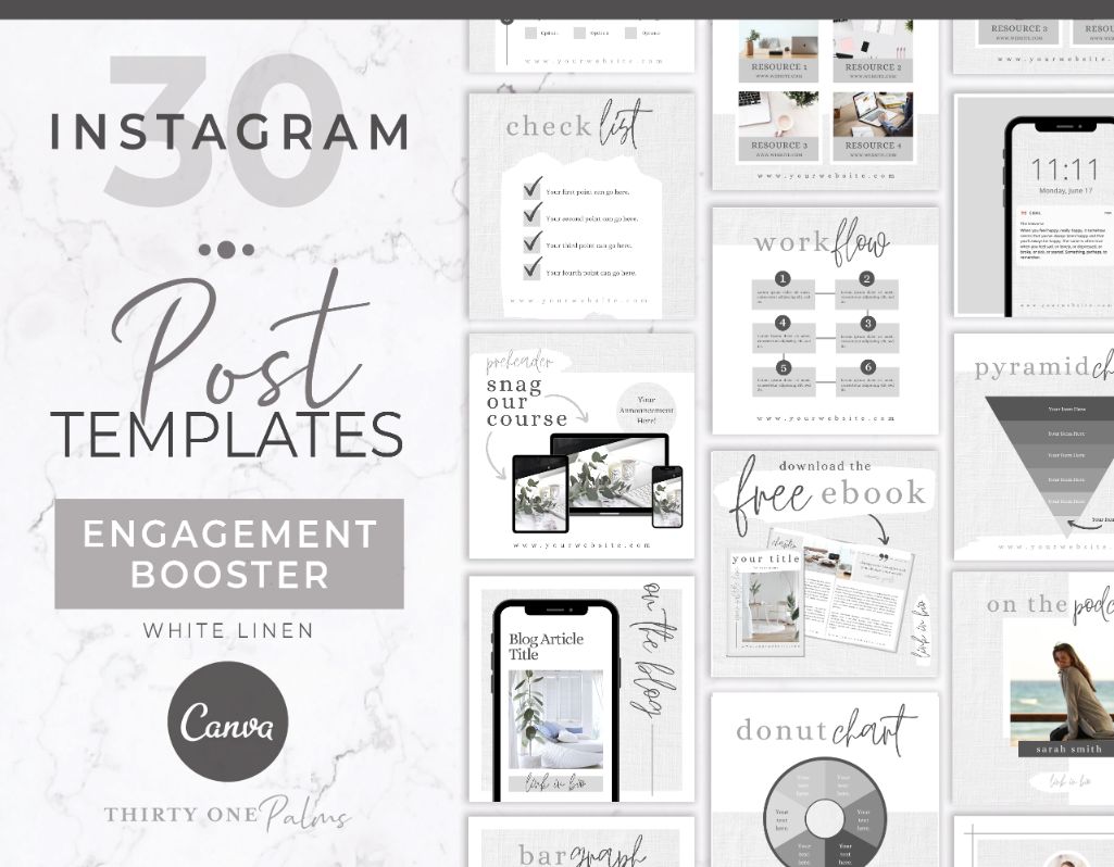 Instagram Engagement Booster Post Templates for Canva – White Linen