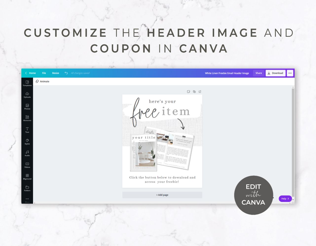 Email Template for Canva & Mailchimp - Freebie - White Linen