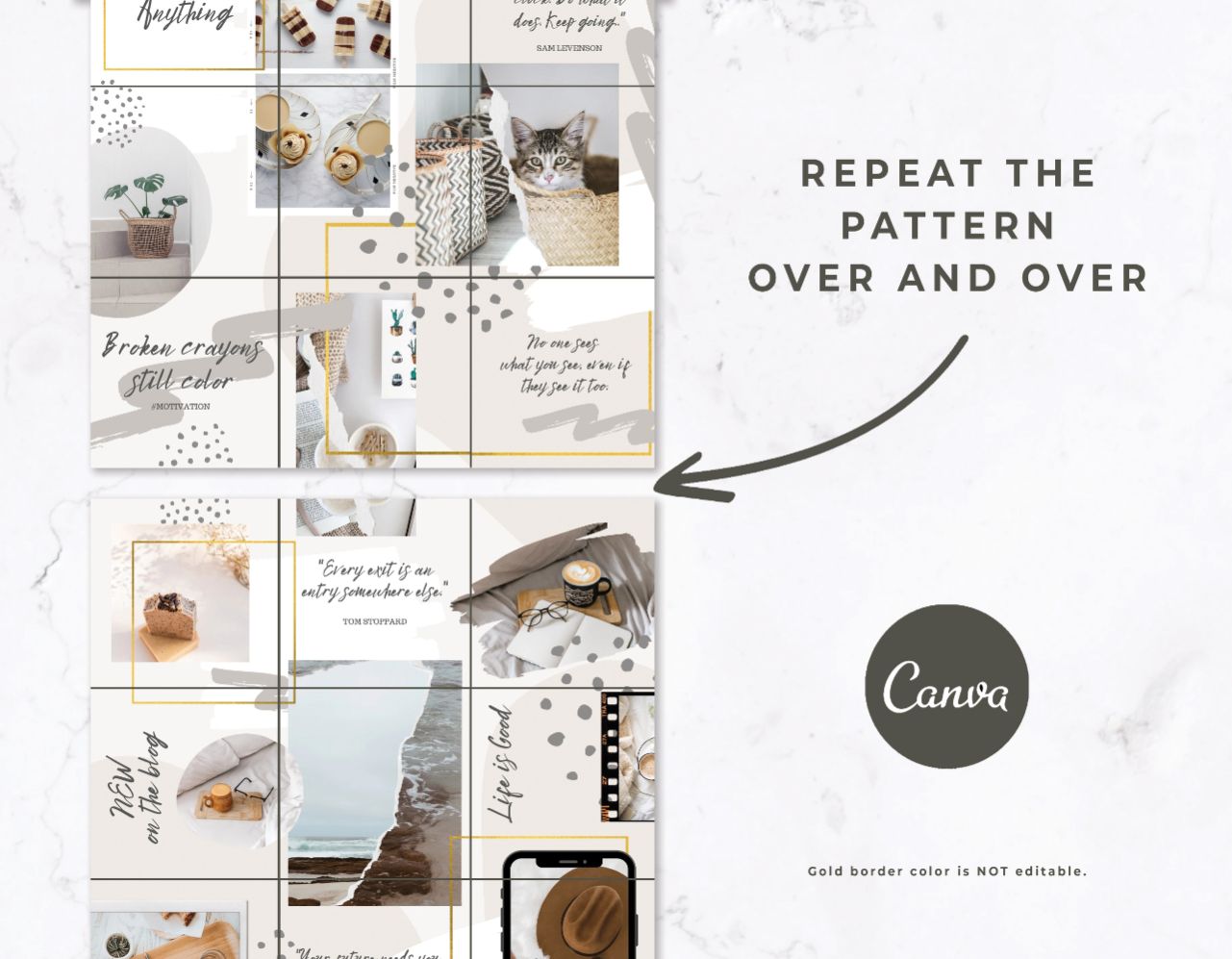 Instagram Puzzle Templates for Canva - Brown & Beige