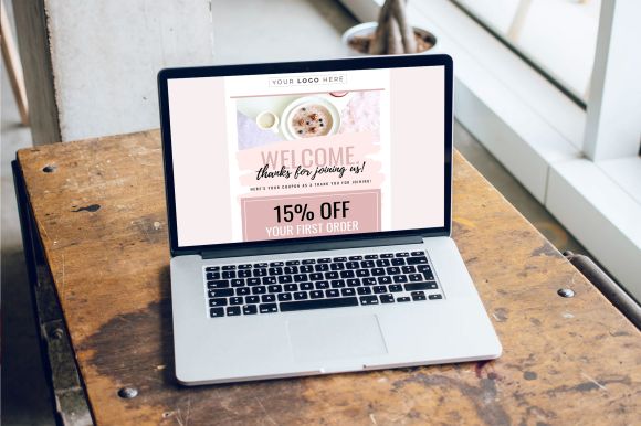 Email Template for Canva & Mailchimp - Welcome Coupon - Blush & Black
