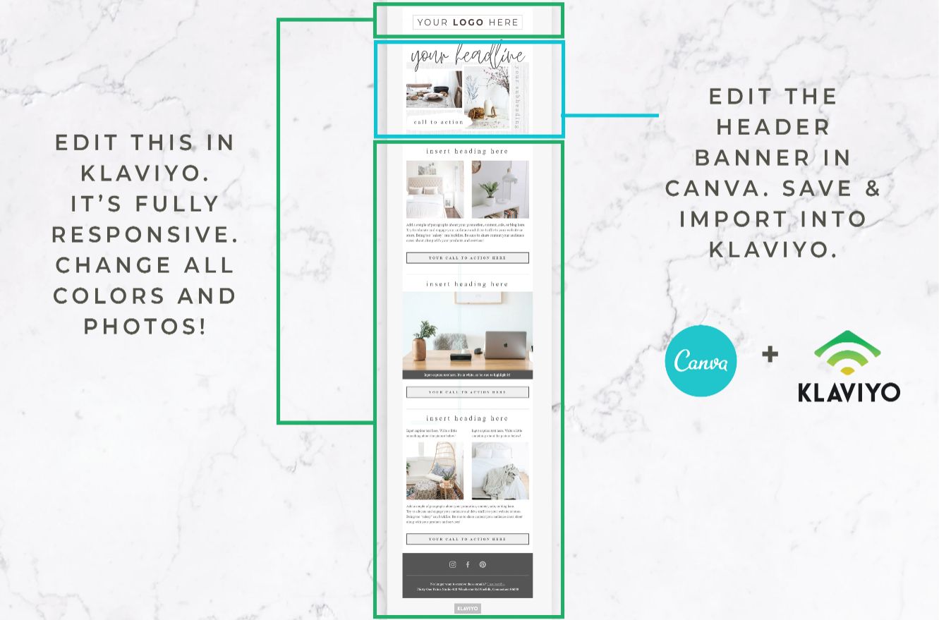 Email Template for Canva & Klaviyo - Welcome Coupon - White Linen