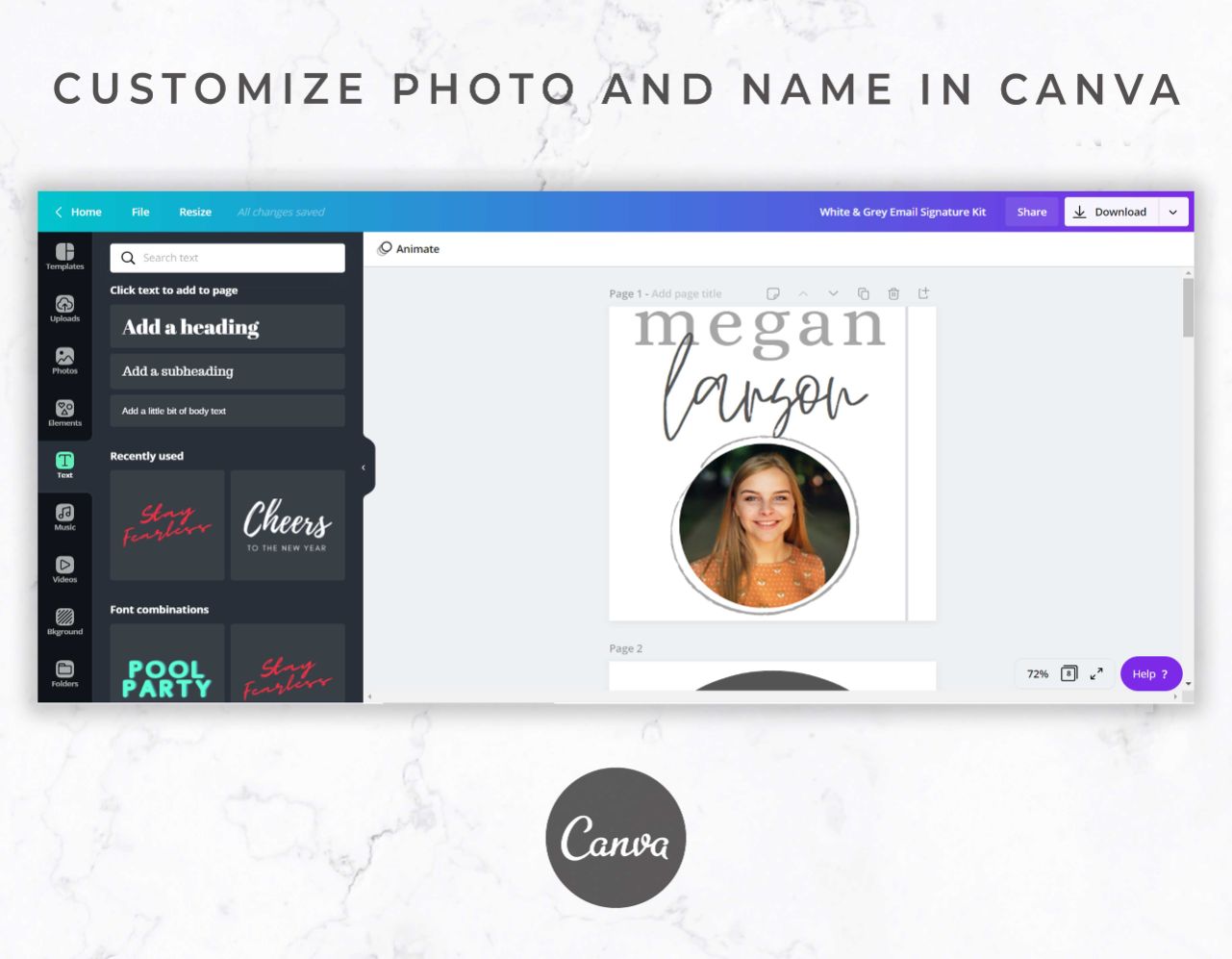 Gmail Email Signature Template for Canva – Grey