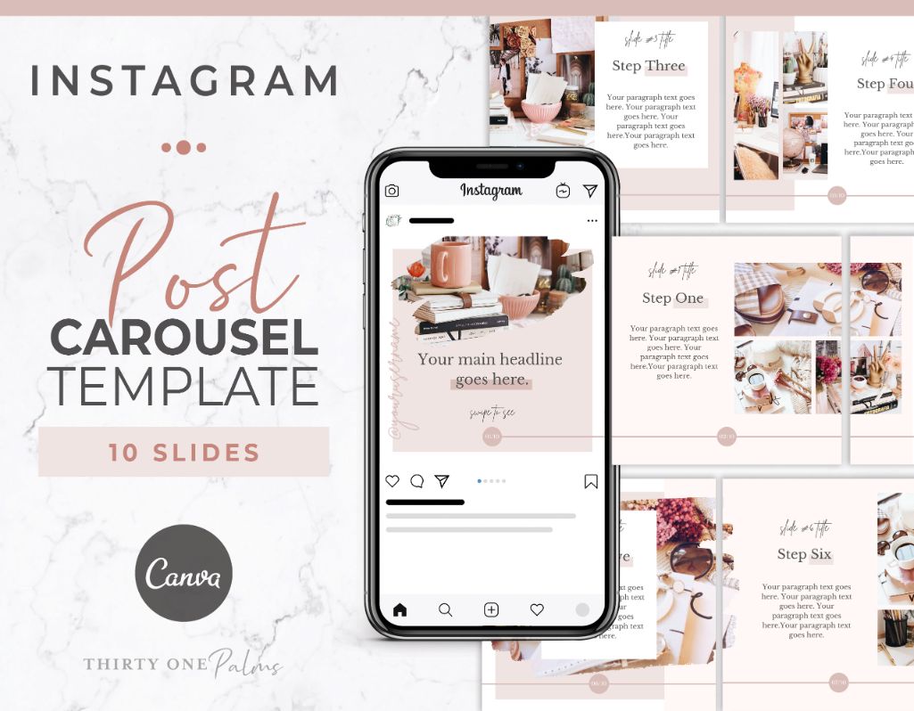 Instagram Post Carousel for Canva - Blush