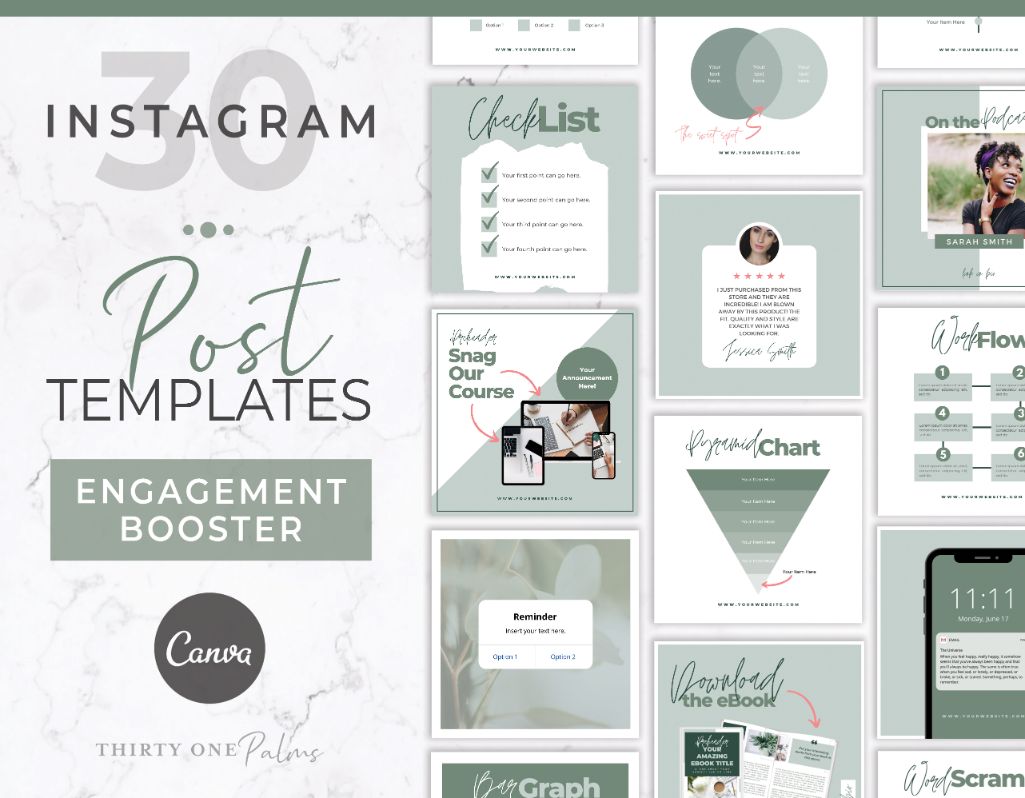 Instagram Engagement Booster Post Templates for Canva Eucalyptus