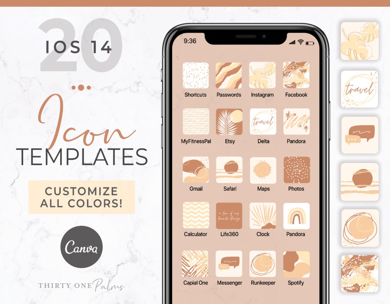 iOS 14 Icons for Canva – Desert