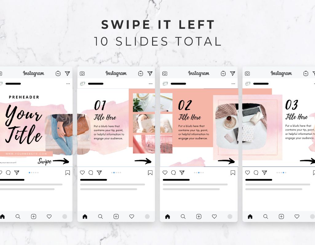 Instagram Post Carousel for Canva – Pink Watercolor
