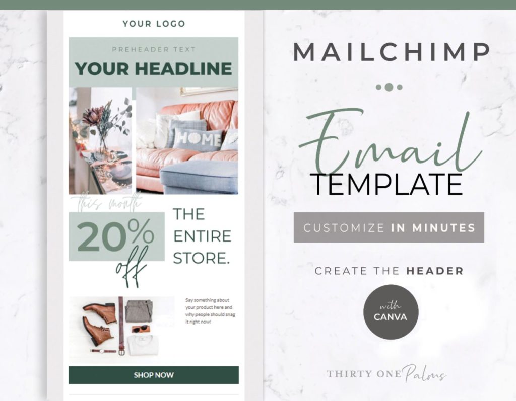 Email Template for Canva Mailchimp Eucalyptus
