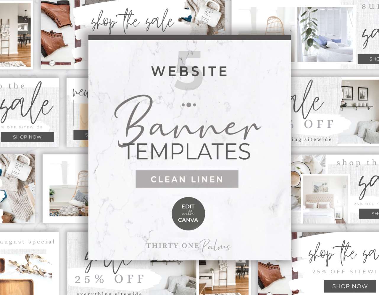 Website Banner Templates for Canva – White Linen