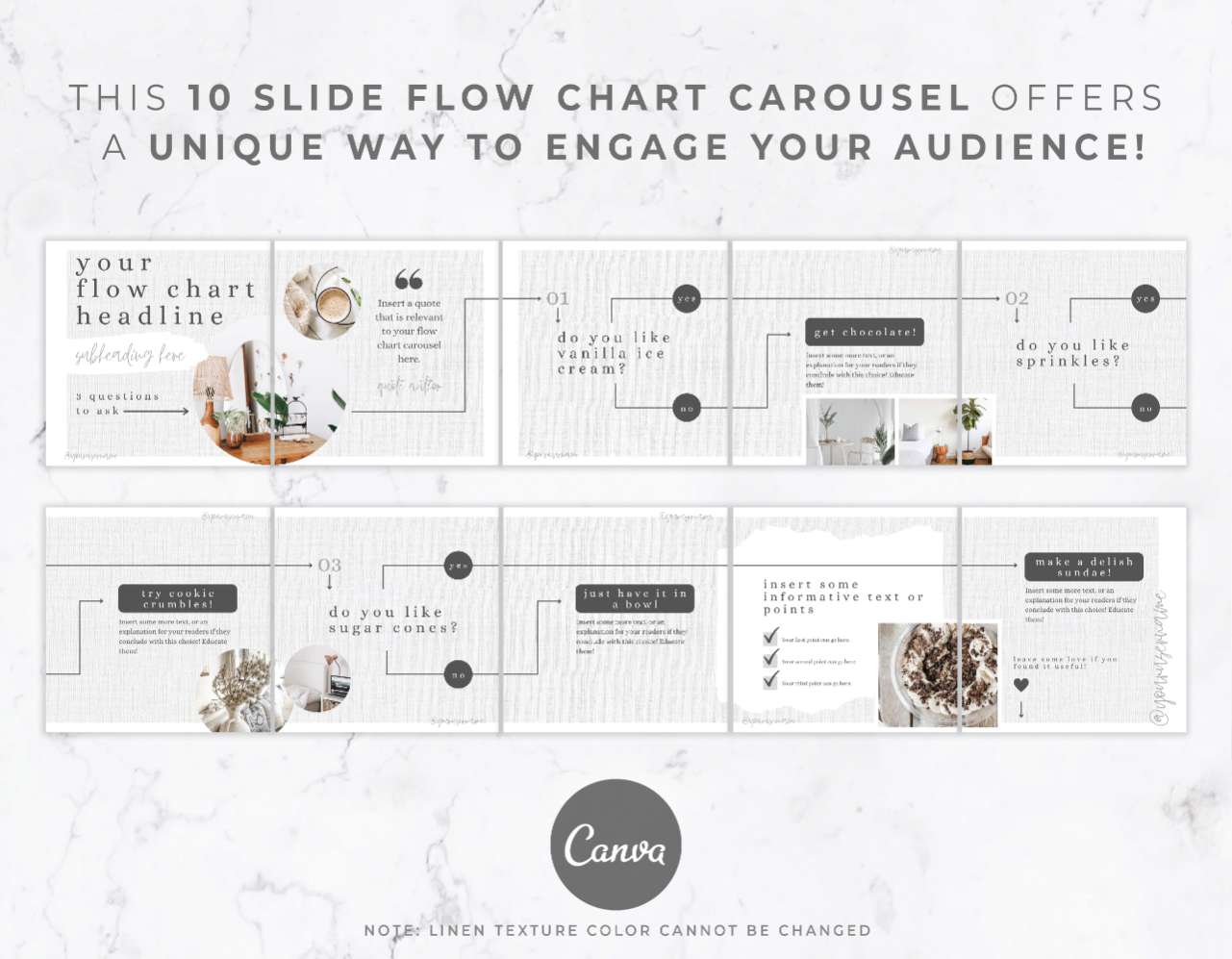 Instagram Flow Chart Carousel for Canva – White Linen