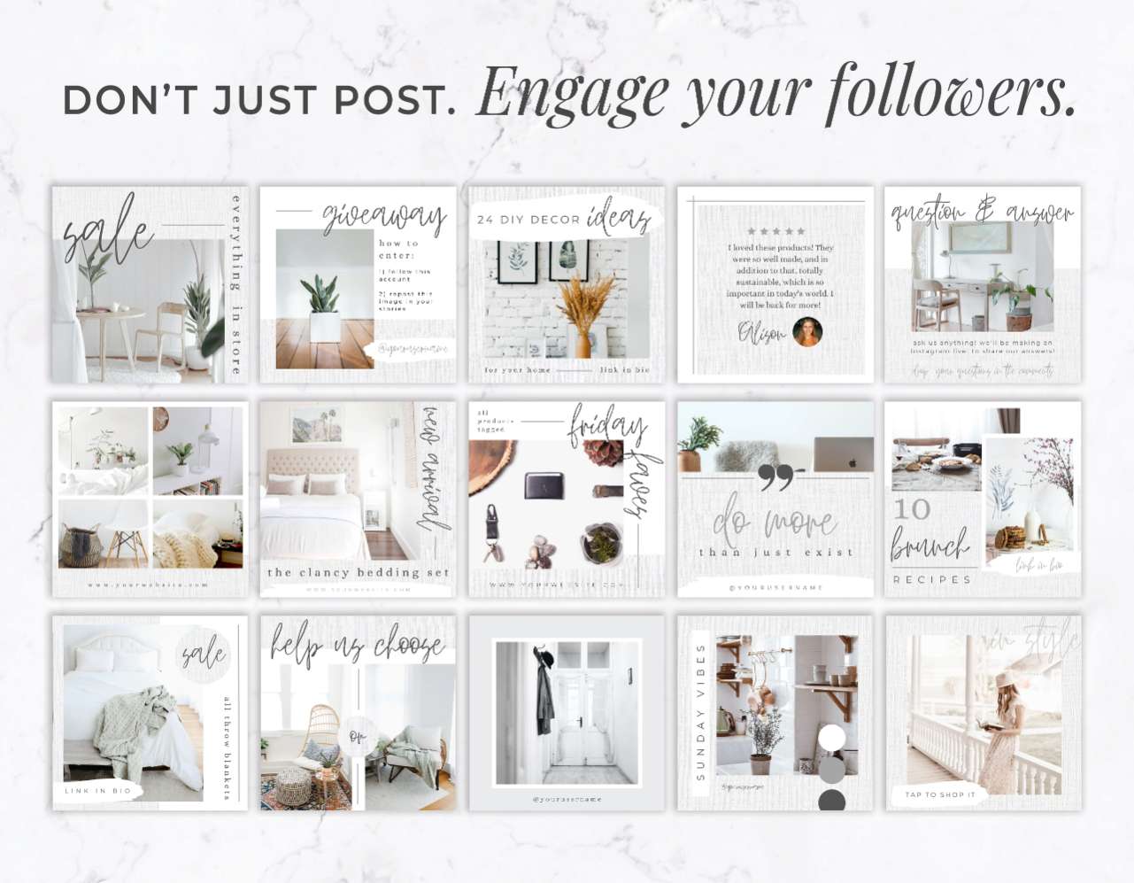 Instagram Post Templates for Canva – White Linen