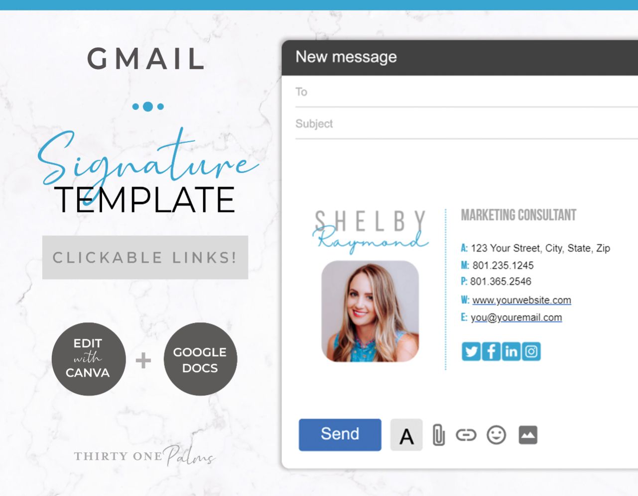 Email Signature Template for Gmail – Blue & Black