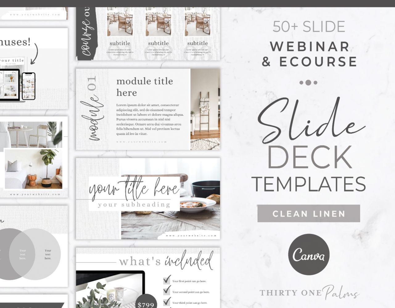 Webinar & Slide Deck for Canva – White Linen