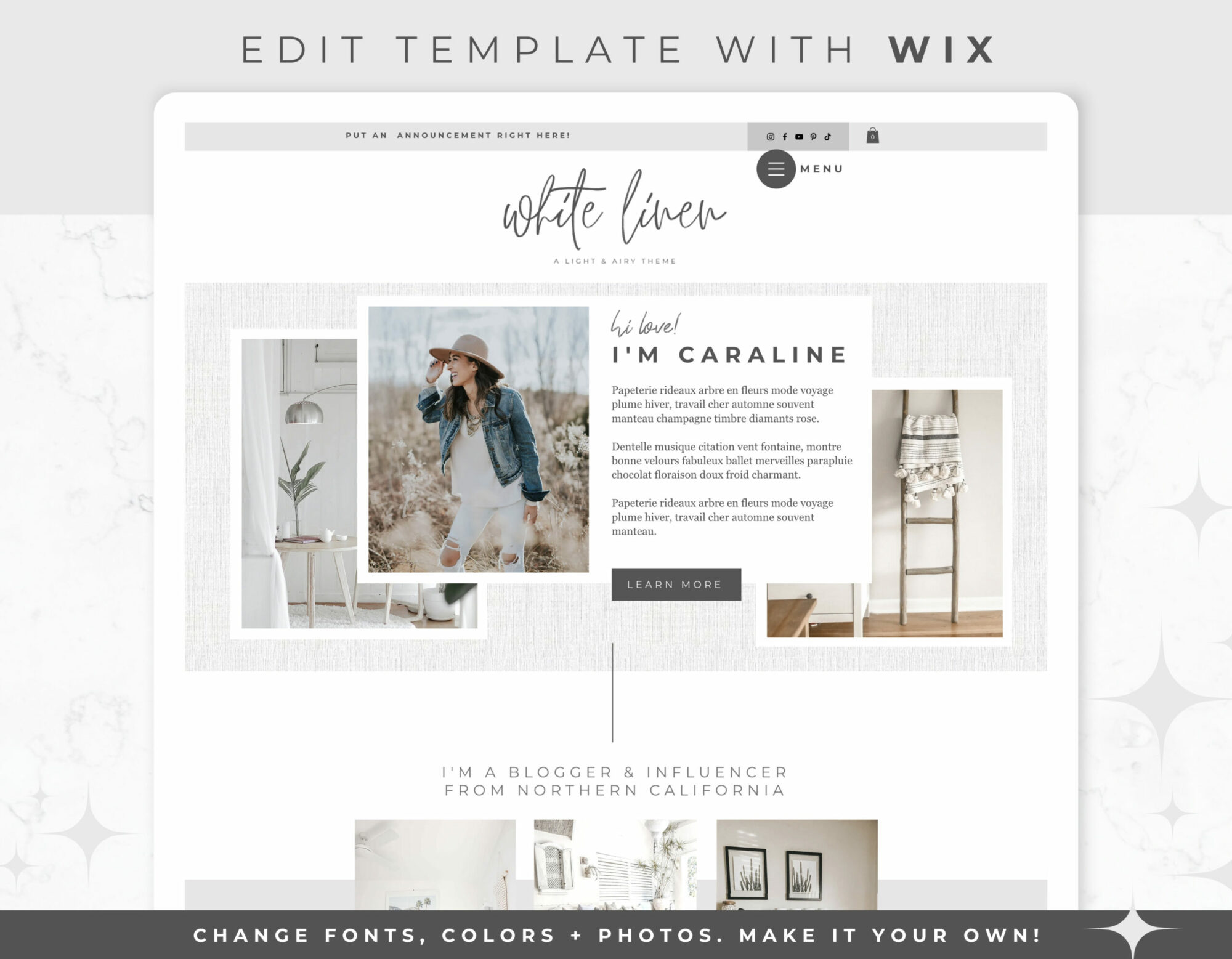 Wix Website Template – White Linen