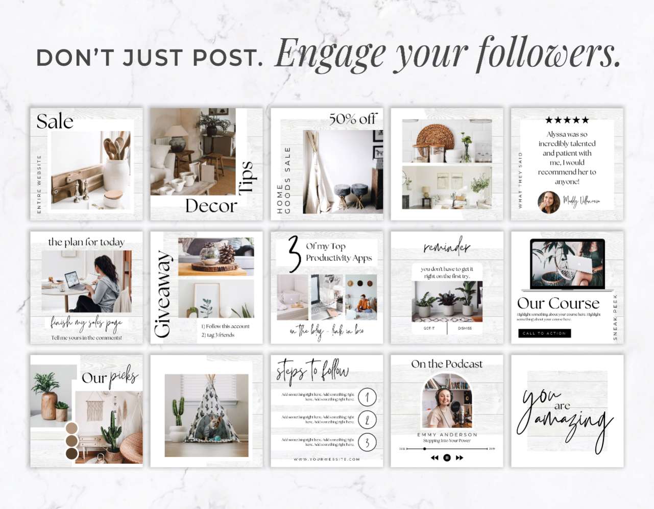 Instagram Post Templates for Canva – Rustic Modern