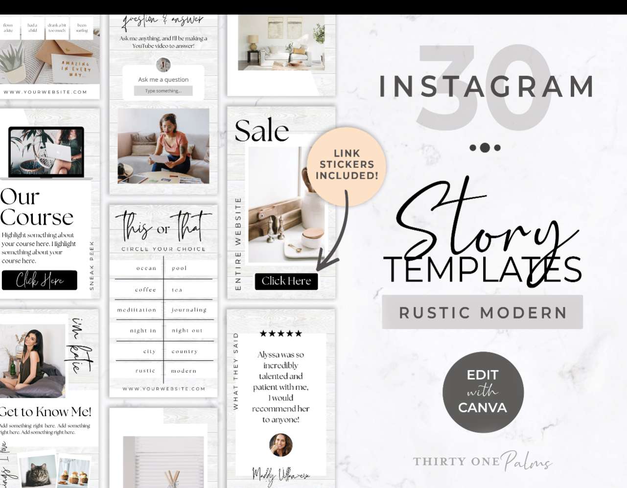 Instagram Story Templates for Canva – Rustic Modern