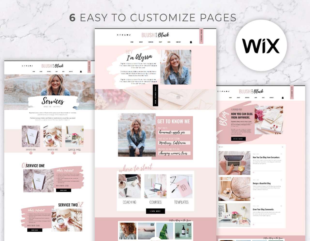 Wix Website Template – Blush & Black
