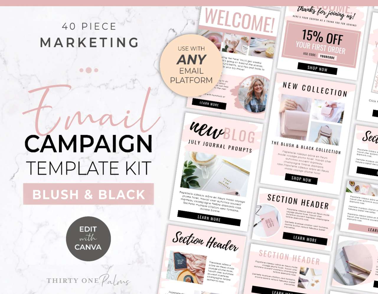 Email Marketing Campaign Template Kit – Blush & Black