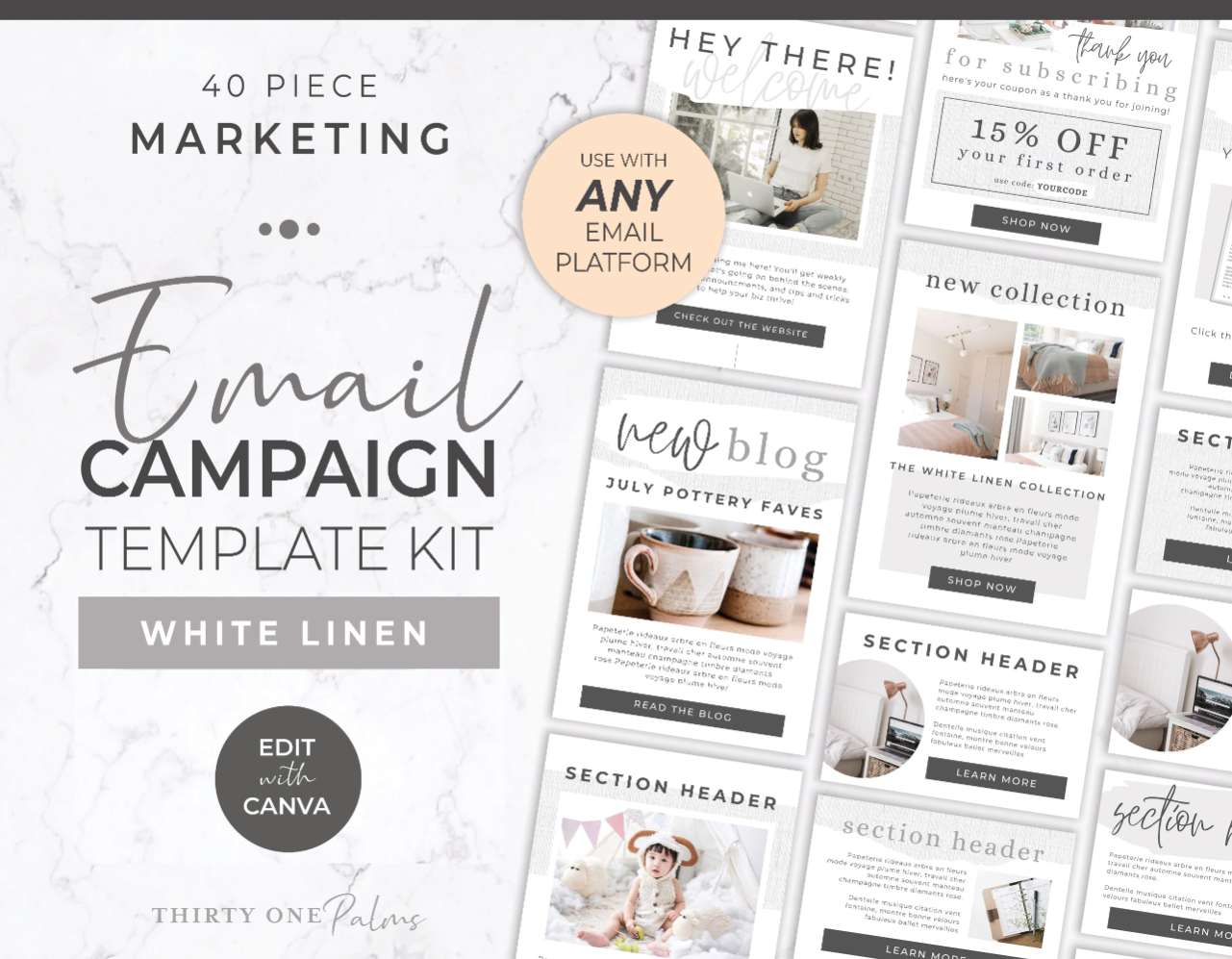 Email Marketing Campaign Template Kit - White Linen
