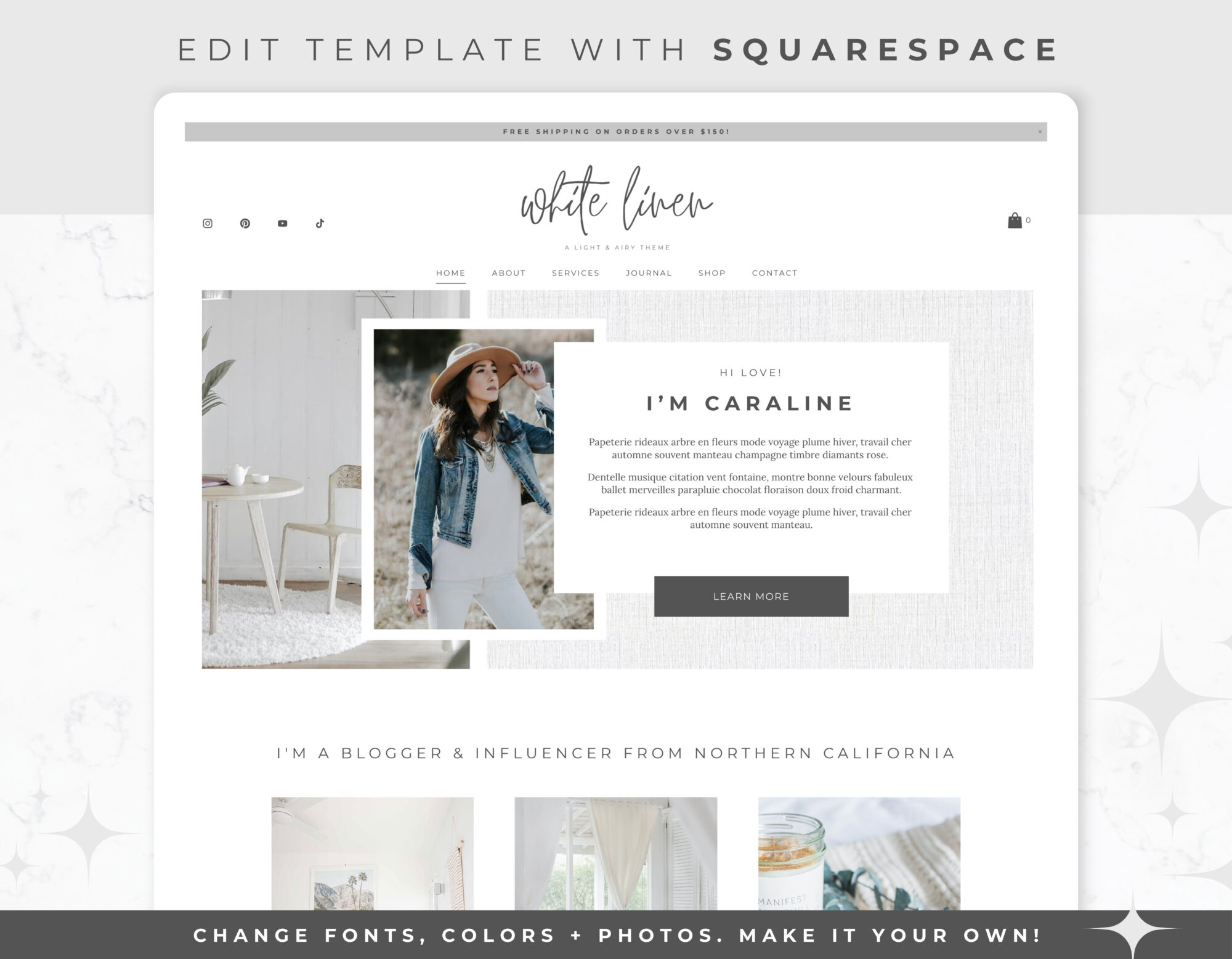 Website Template for Squarespace – White Linen