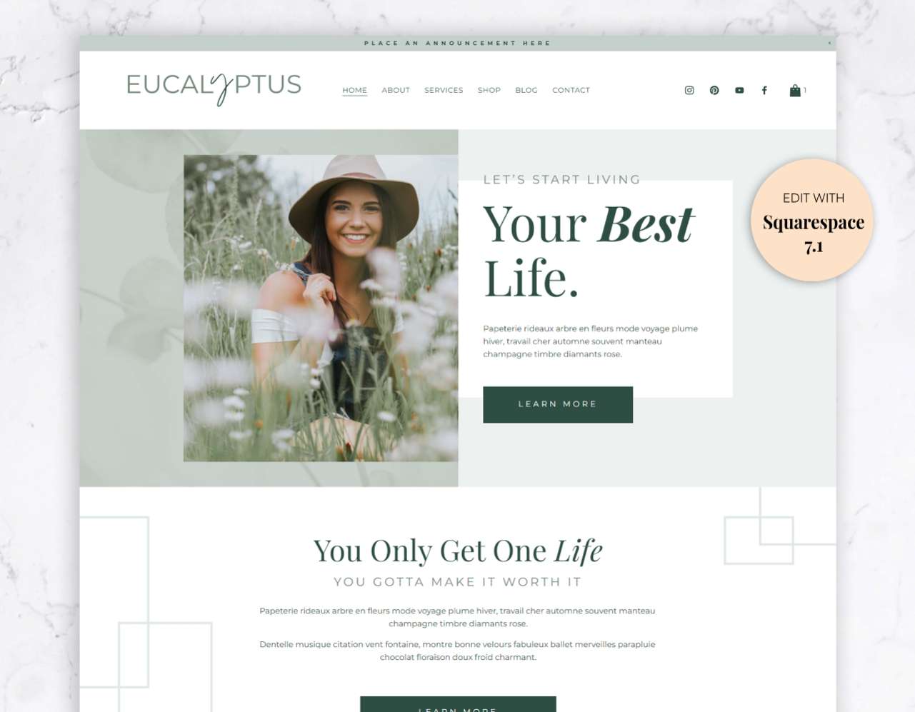 Website Template for Squarespace – Eucalyptus