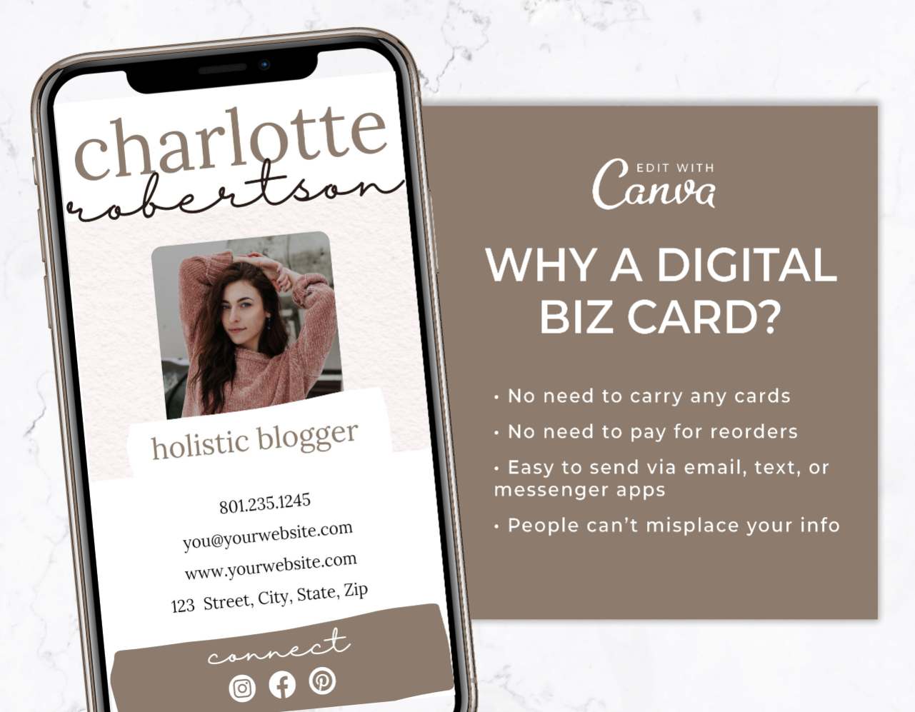 Digital Business Card Template for Canva – Farmhouse