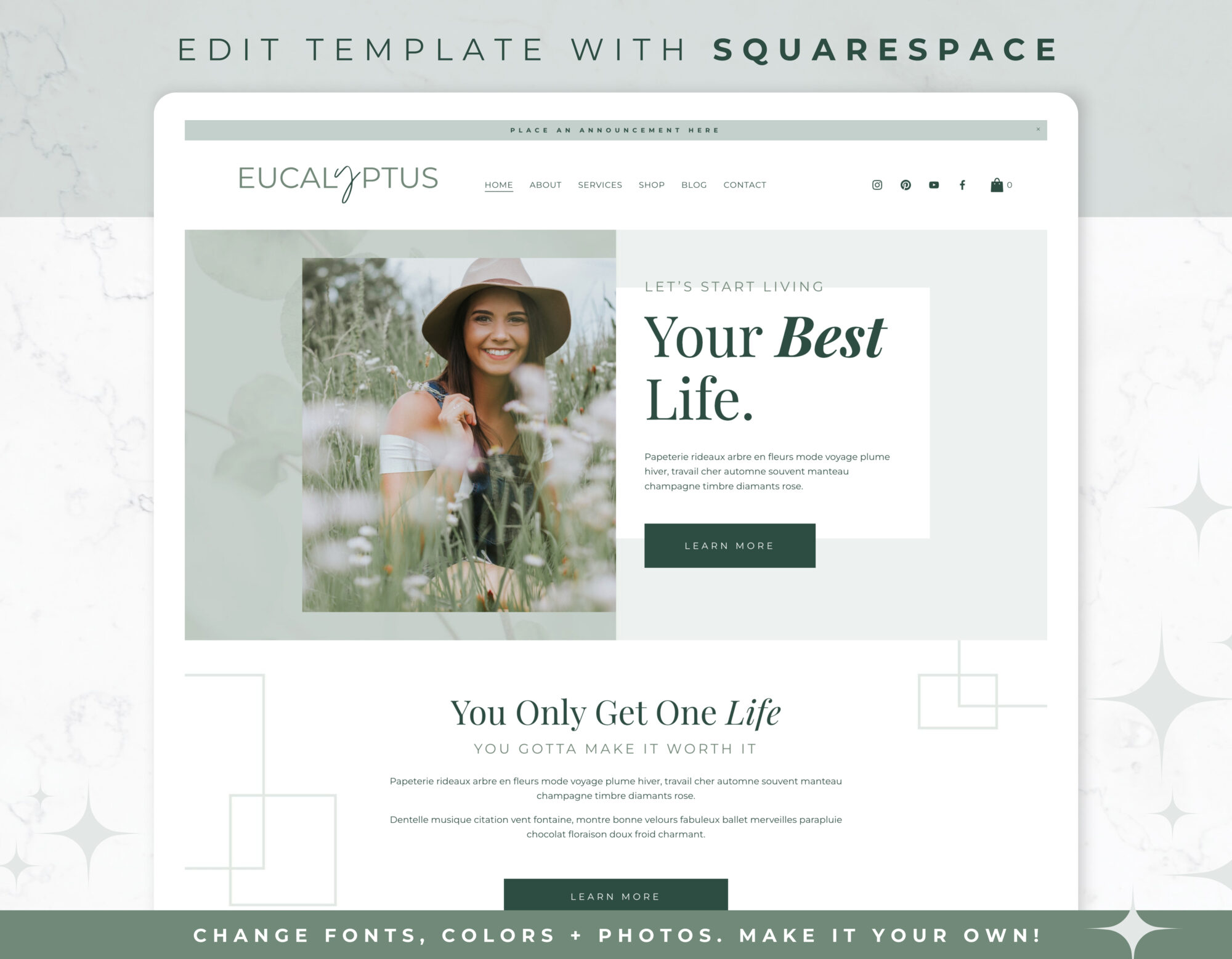 Website Template for Squarespace – Eucalyptus