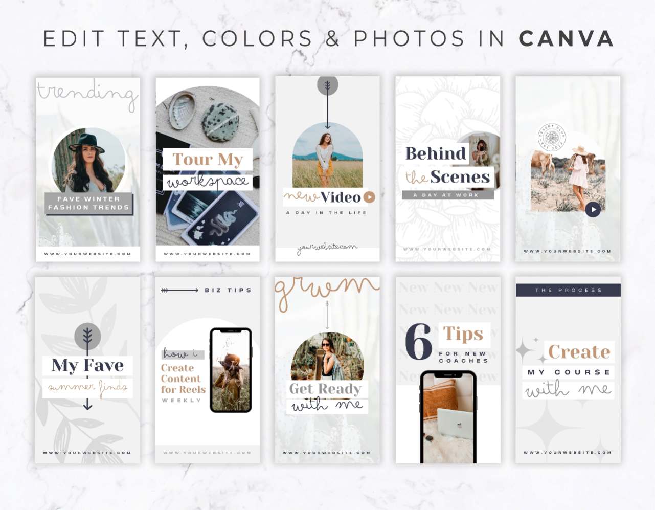 Instagram Reels Cover Template Set for Canva – Desert Blue