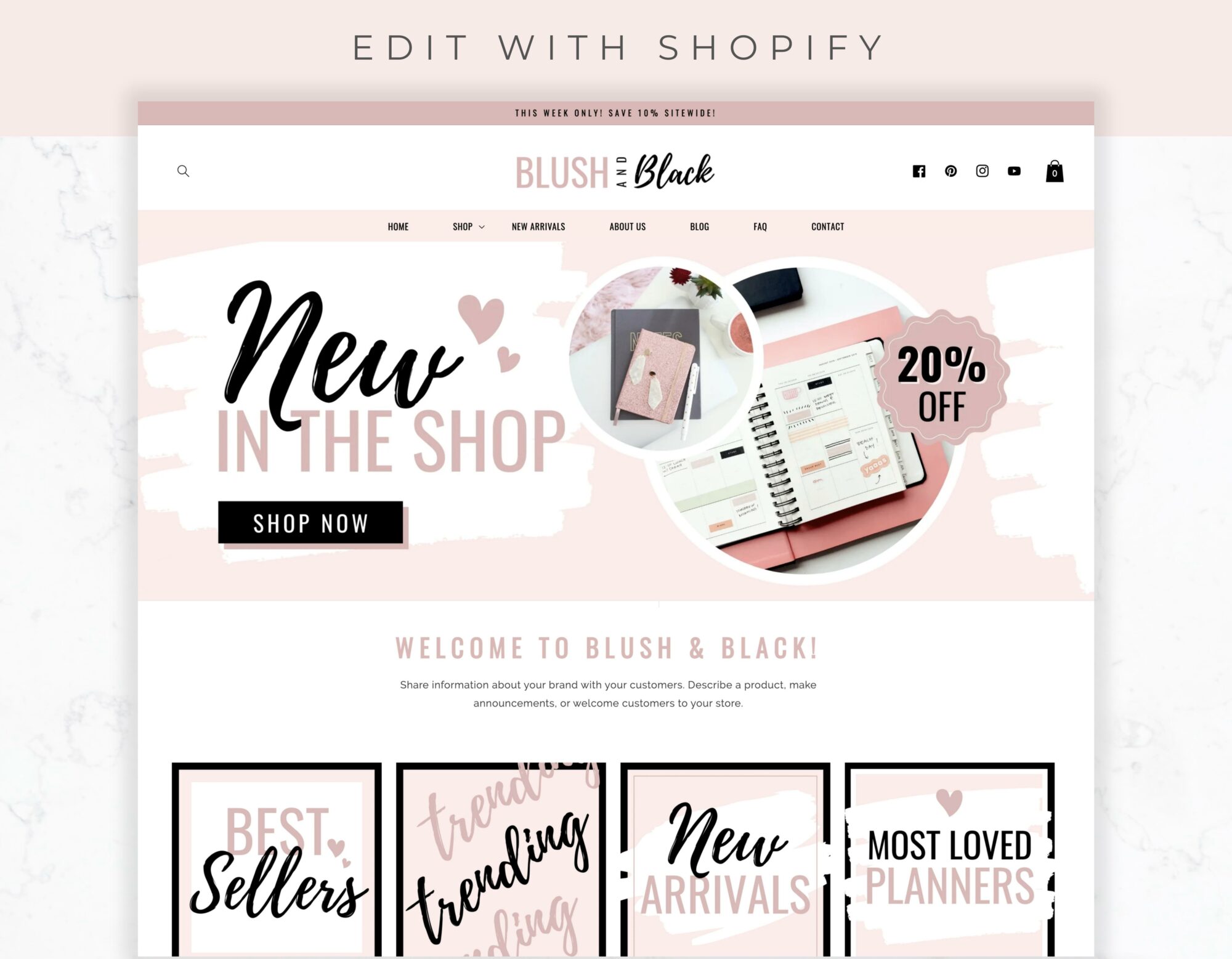 Shopify Website Theme - Blush & Black