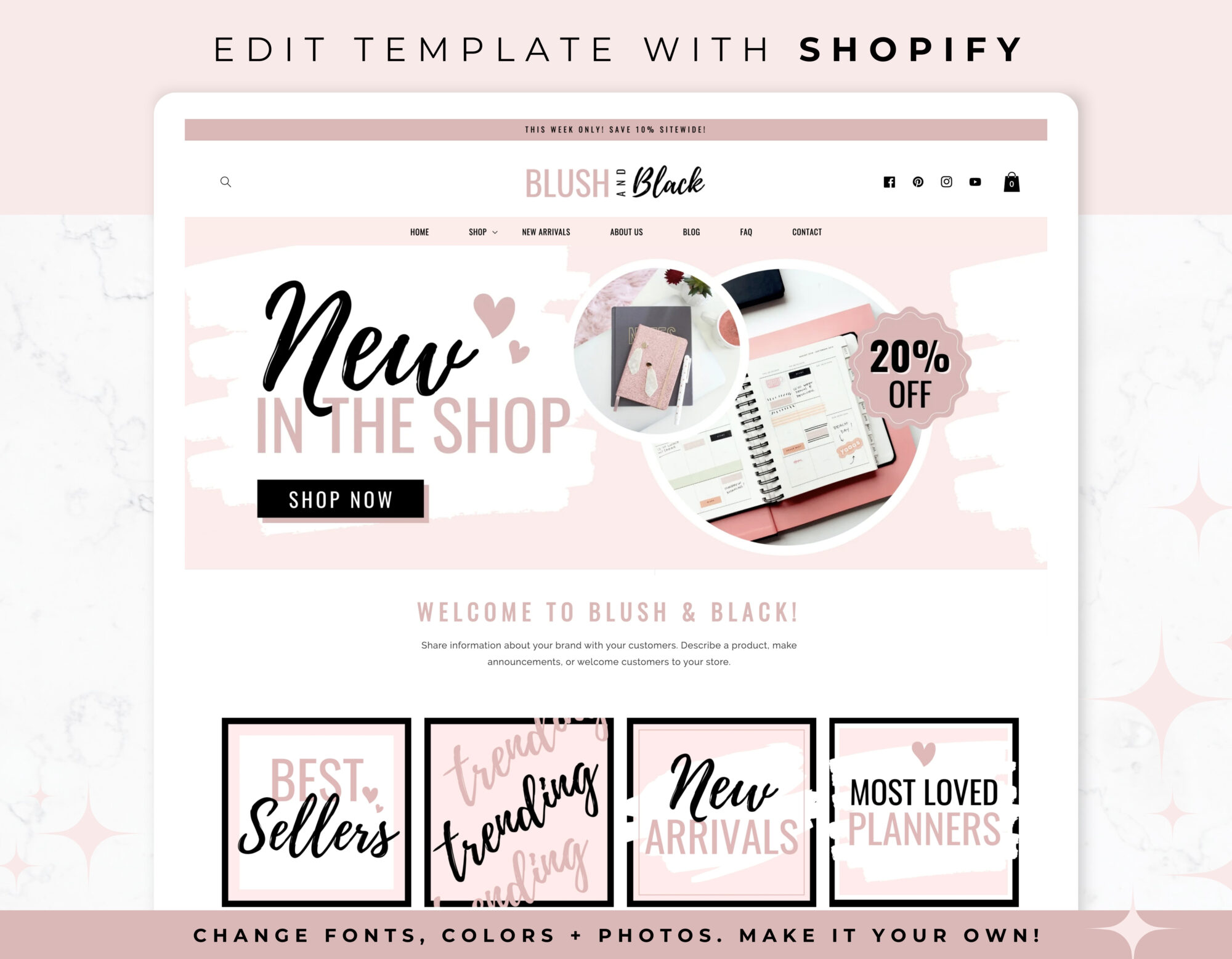 Shopify Website Theme - Blush & Black