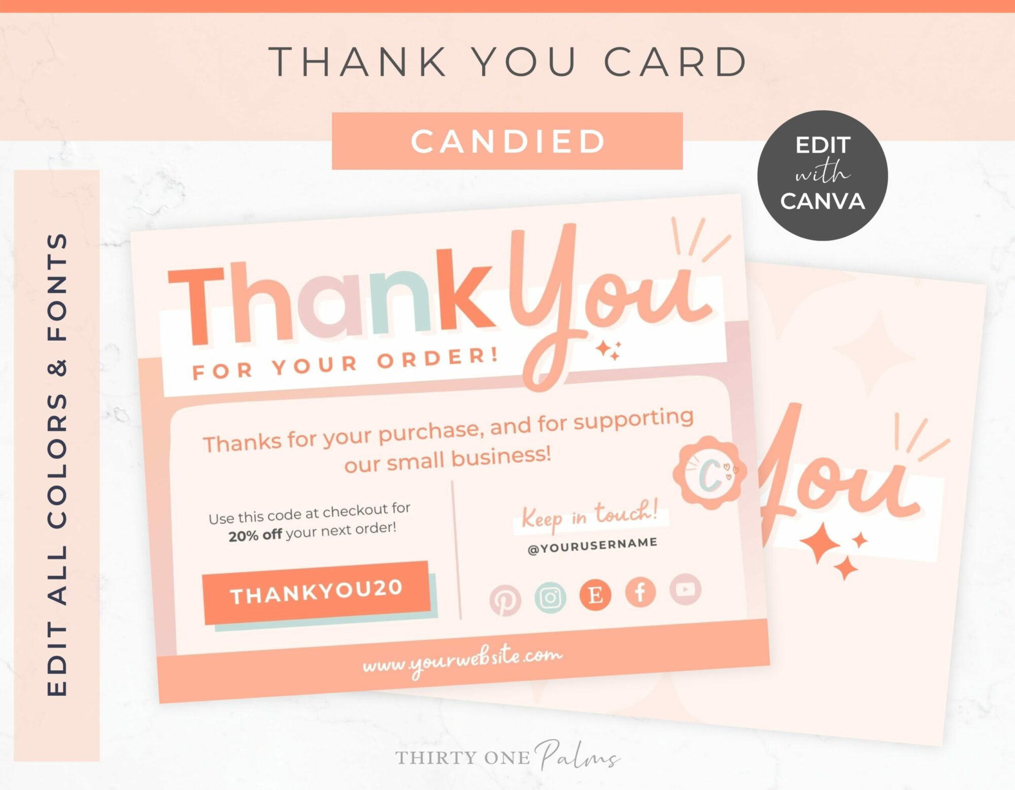 Thank You Order Card for Canva – Candied