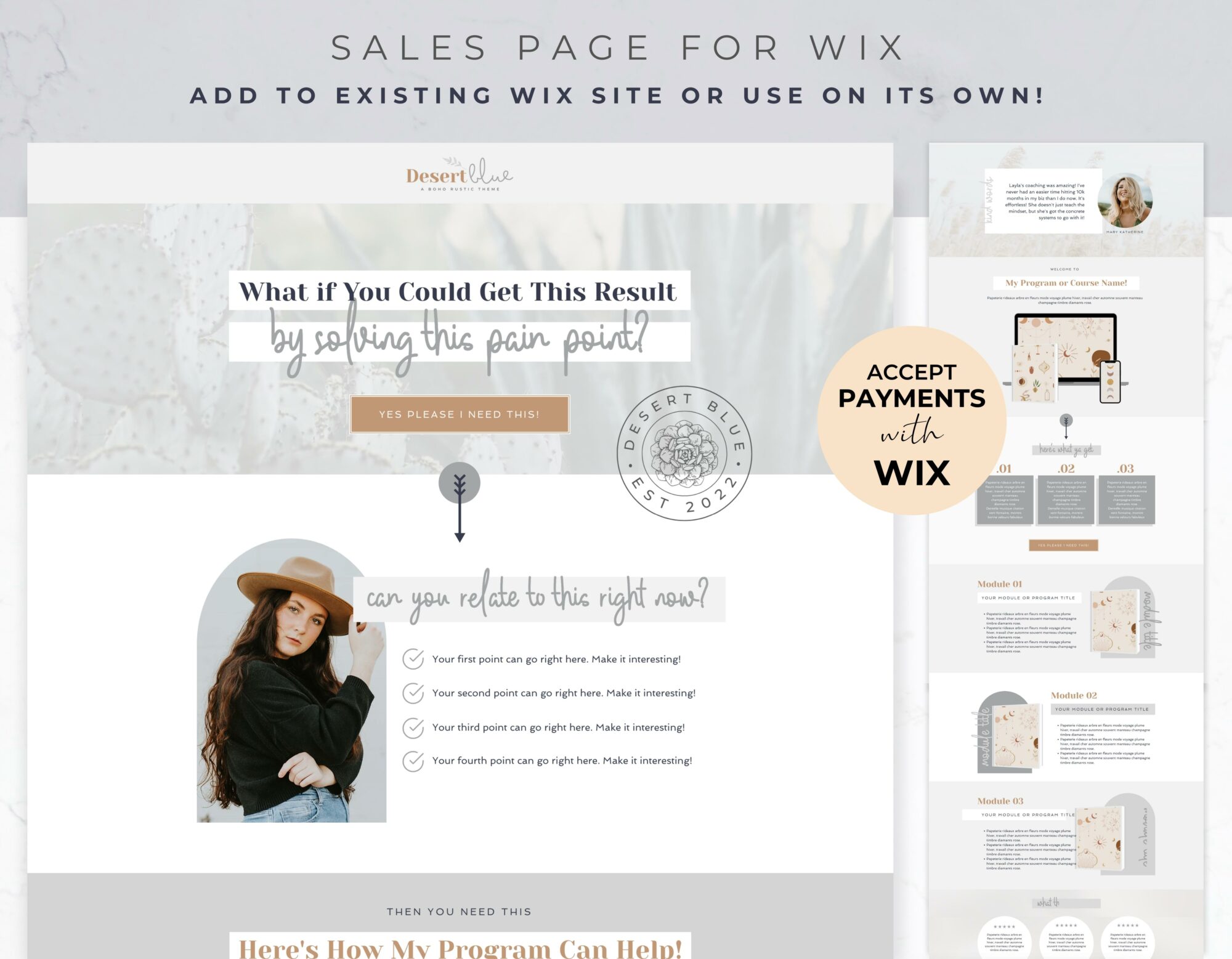Sales Page Template for Wix - Desert Blue