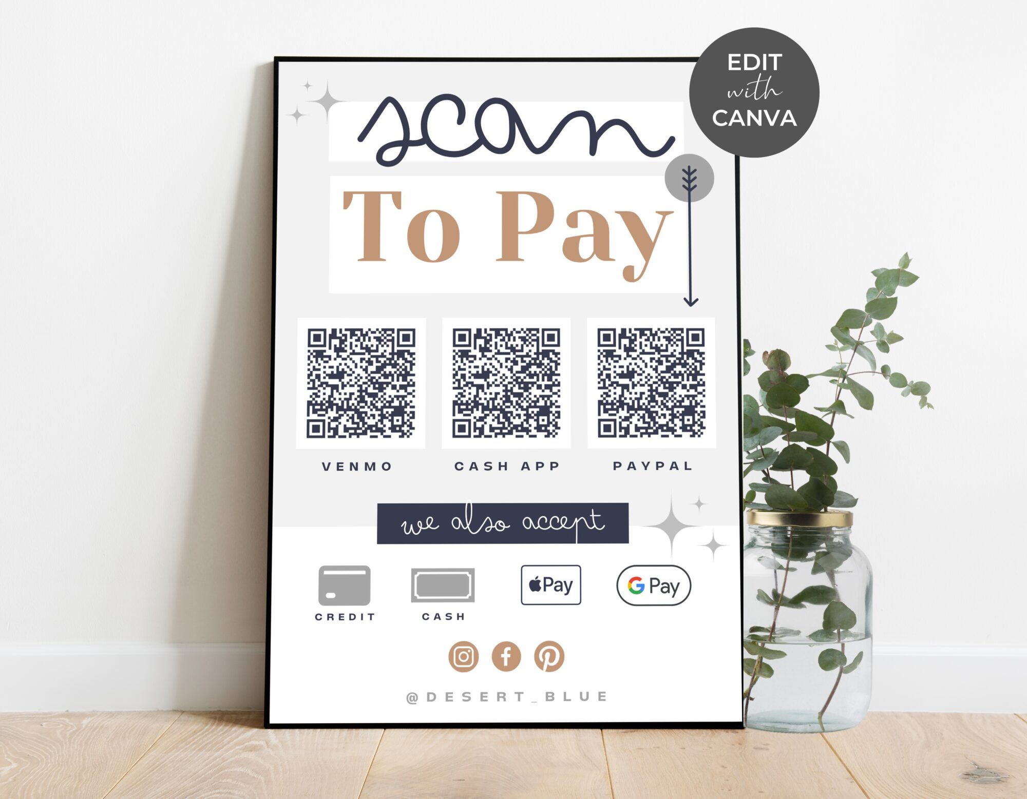 Scan to Pay Card - Desert Blue
